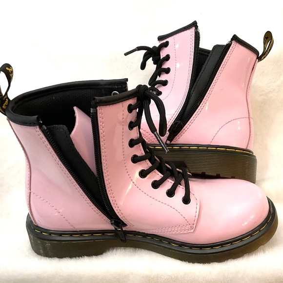 Dr Martens Pink Girls Platform Lace up Combat Grunge Booties Sz 3 - Picture 11 of 16
